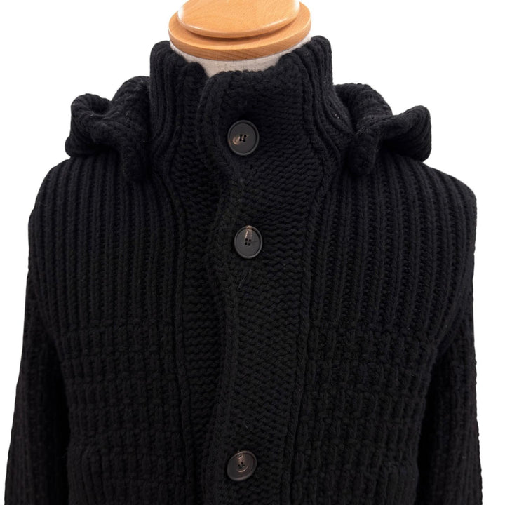 Pristine TAGLIATORE coat FERNIE Logo button long-sleeve stand collar black wool