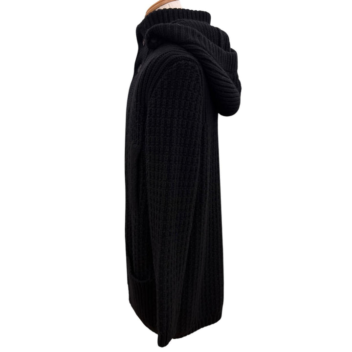 Pristine TAGLIATORE coat FERNIE Logo button long-sleeve stand collar black wool