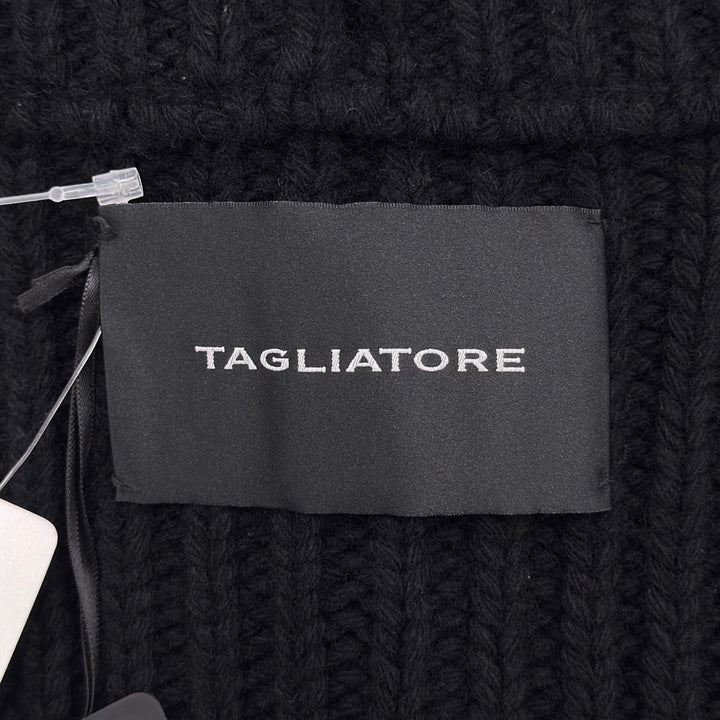 Pristine TAGLIATORE coat FERNIE Logo button long-sleeve stand collar black wool