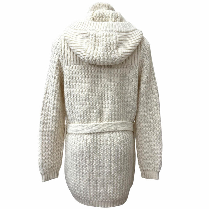 Pristine TAGLIATORE coat FERNIE Logo button belted hooded knit