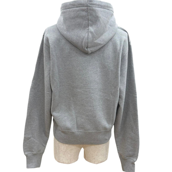 Pristine SAINT LAURENT PARIS hoodie YSL logo embroidered pullover hoodie gray