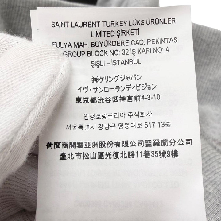 Pristine SAINT LAURENT PARIS hoodie YSL logo embroidered pullover hoodie gray