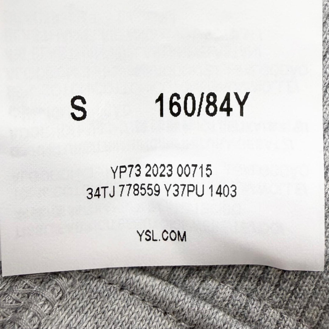 Pristine SAINT LAURENT PARIS hoodie YSL logo embroidered pullover hoodie gray