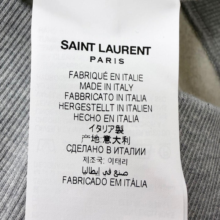 Pristine SAINT LAURENT PARIS hoodie YSL logo embroidered pullover hoodie gray
