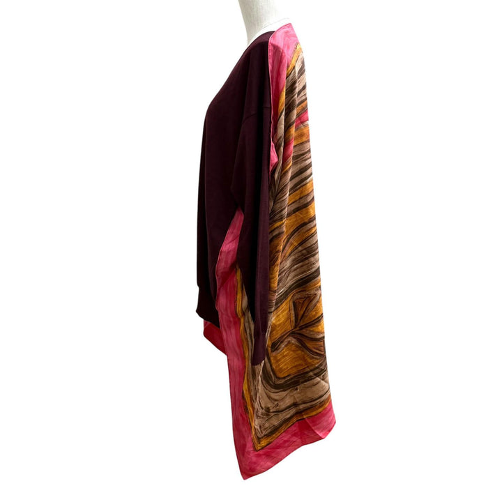 Great CELINE knit Phoebe Philo era silk panel map scarf Multi wool M 2 3FT8