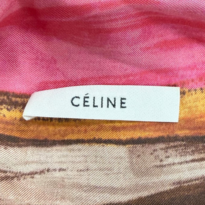 Great CELINE knit Phoebe Philo era silk panel map scarf Multi wool M 2 3FT8