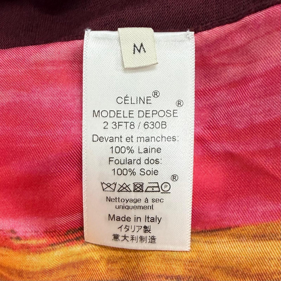 Great CELINE knit Phoebe Philo era silk panel map scarf Multi wool M 2 3FT8
