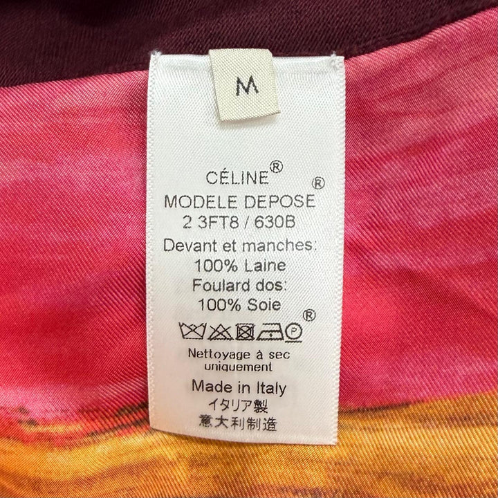 Great CELINE knit Phoebe Philo era silk panel map scarf Multi wool M 2 3FT8