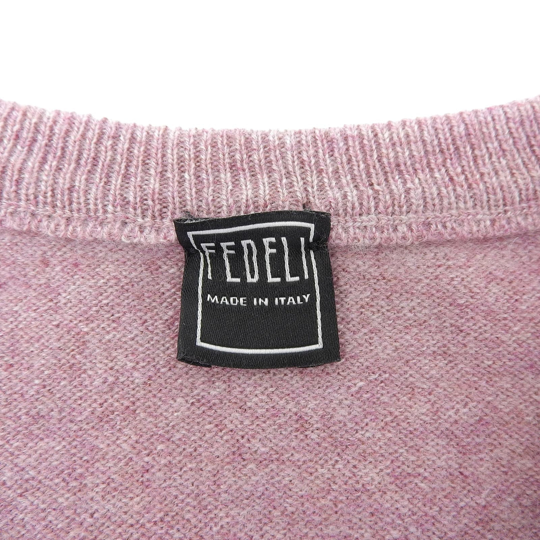 Pristine FEDELI knit Crew neck long sleeve sweater purple cashmere mens IT 48