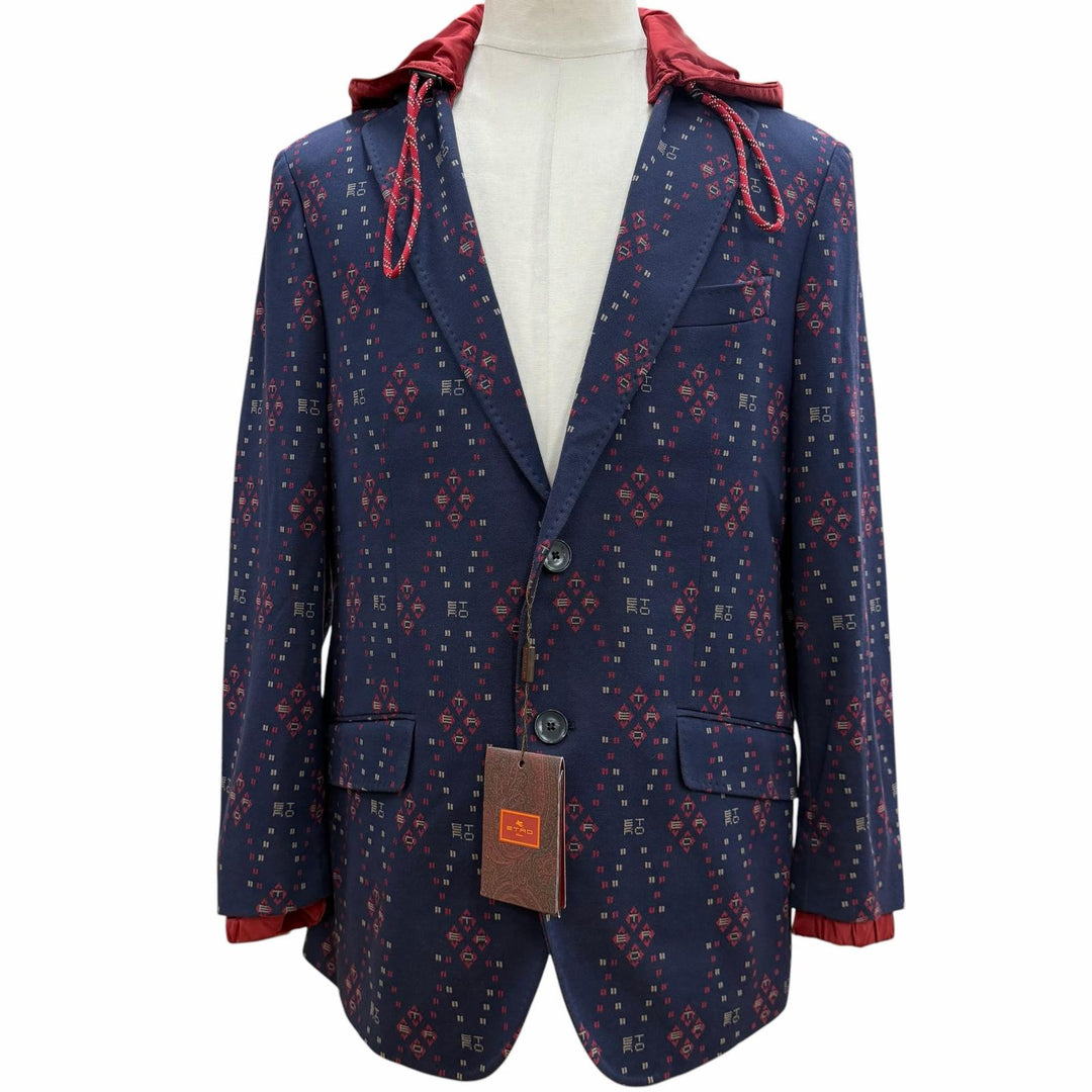Pristine ETRO tailored jacket Hooded Single Jacket Navy cotton mens 50