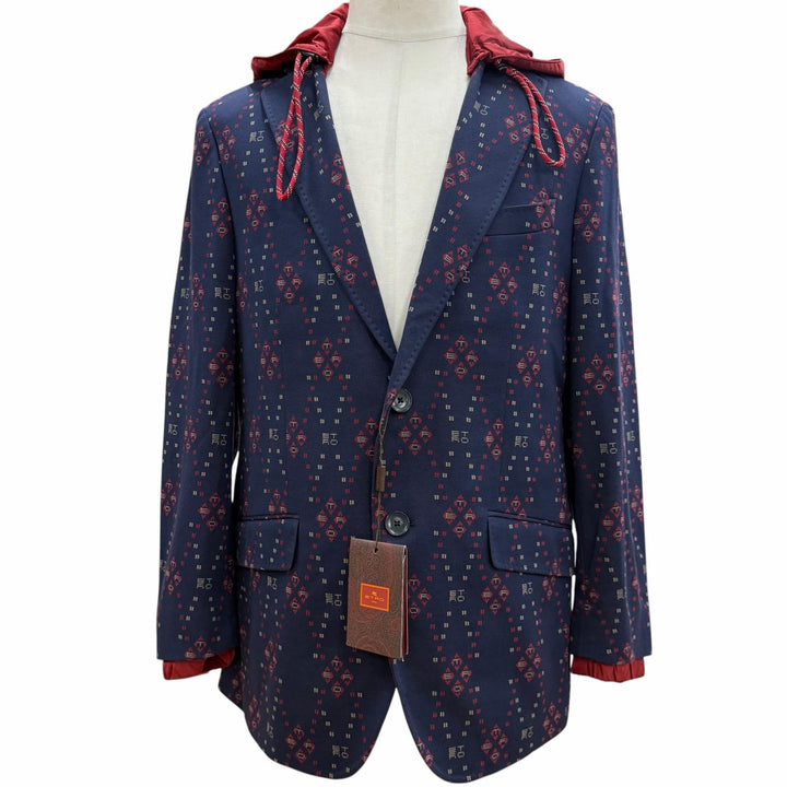 Pristine ETRO tailored jacket Hooded Single Jacket Navy cotton mens 50