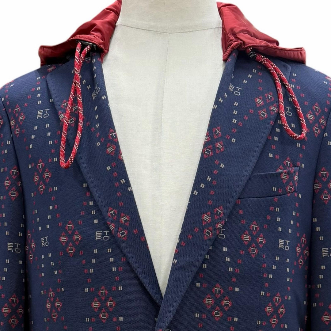 Pristine ETRO tailored jacket Hooded Single Jacket Navy cotton mens 50