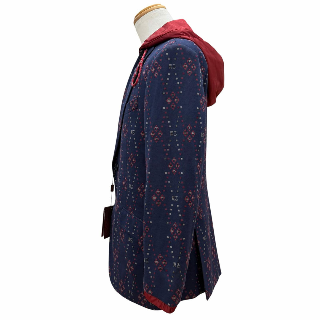 Pristine ETRO tailored jacket Hooded Single Jacket Navy cotton mens 50