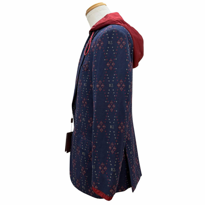 Pristine ETRO tailored jacket Hooded Single Jacket Navy cotton mens 50