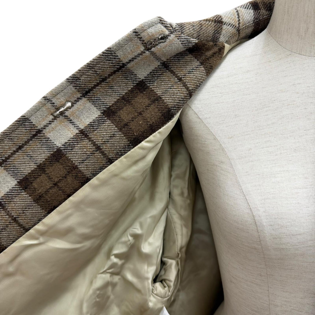 Excellent MIUMIU Jacket Logo patch check blouson Brown wool Women 38 ML1021