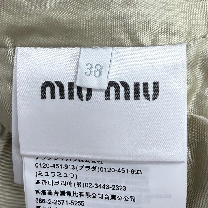 Excellent MIUMIU Jacket Logo patch check blouson Brown wool Women 38 ML1021