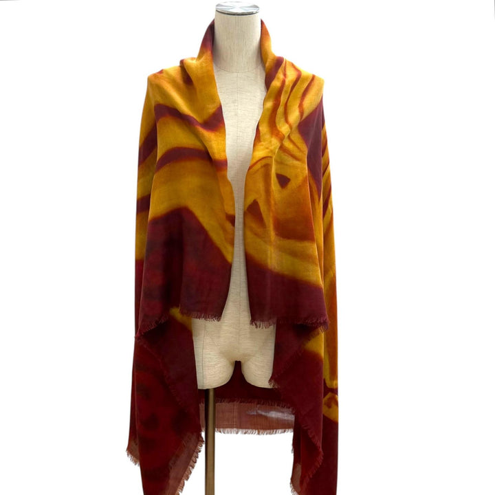 Excellent CHANEL 136 x 72.4"" Logo Pattern Large Shawl/Stole Bordeaux cashmere