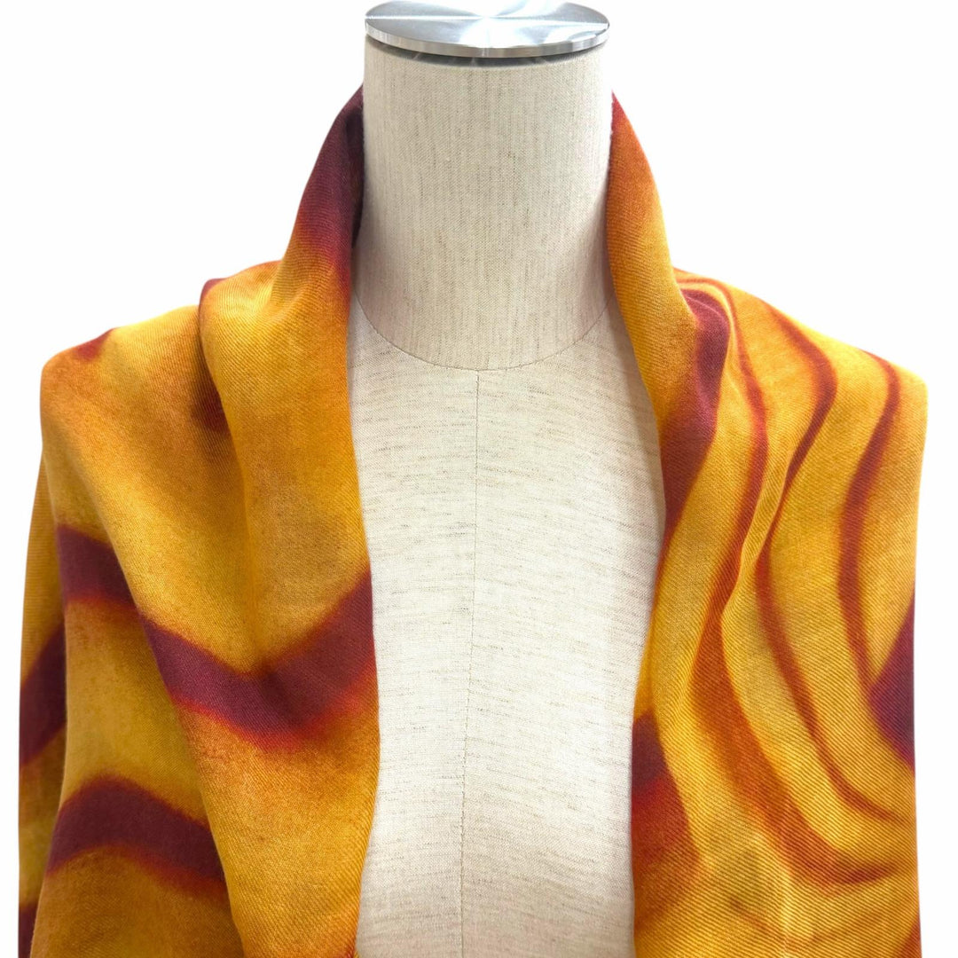 Excellent CHANEL 136 x 72.4"" Logo Pattern Large Shawl/Stole Bordeaux cashmere