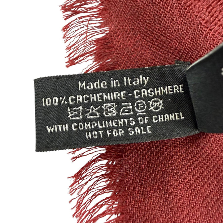Excellent CHANEL 136 x 72.4"" Logo Pattern Large Shawl/Stole Bordeaux cashmere
