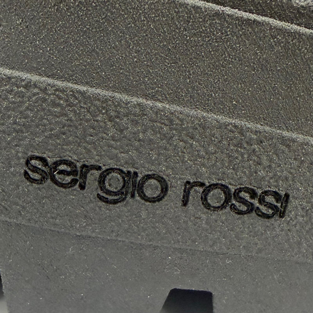 Pristine Sergio Rossi Sandals Logo Metal Back Sling Leather black Women 38
