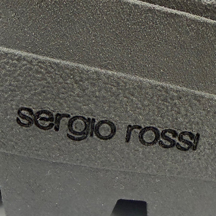 Pristine Sergio Rossi Sandals Logo Metal Back Sling Leather black Women 38