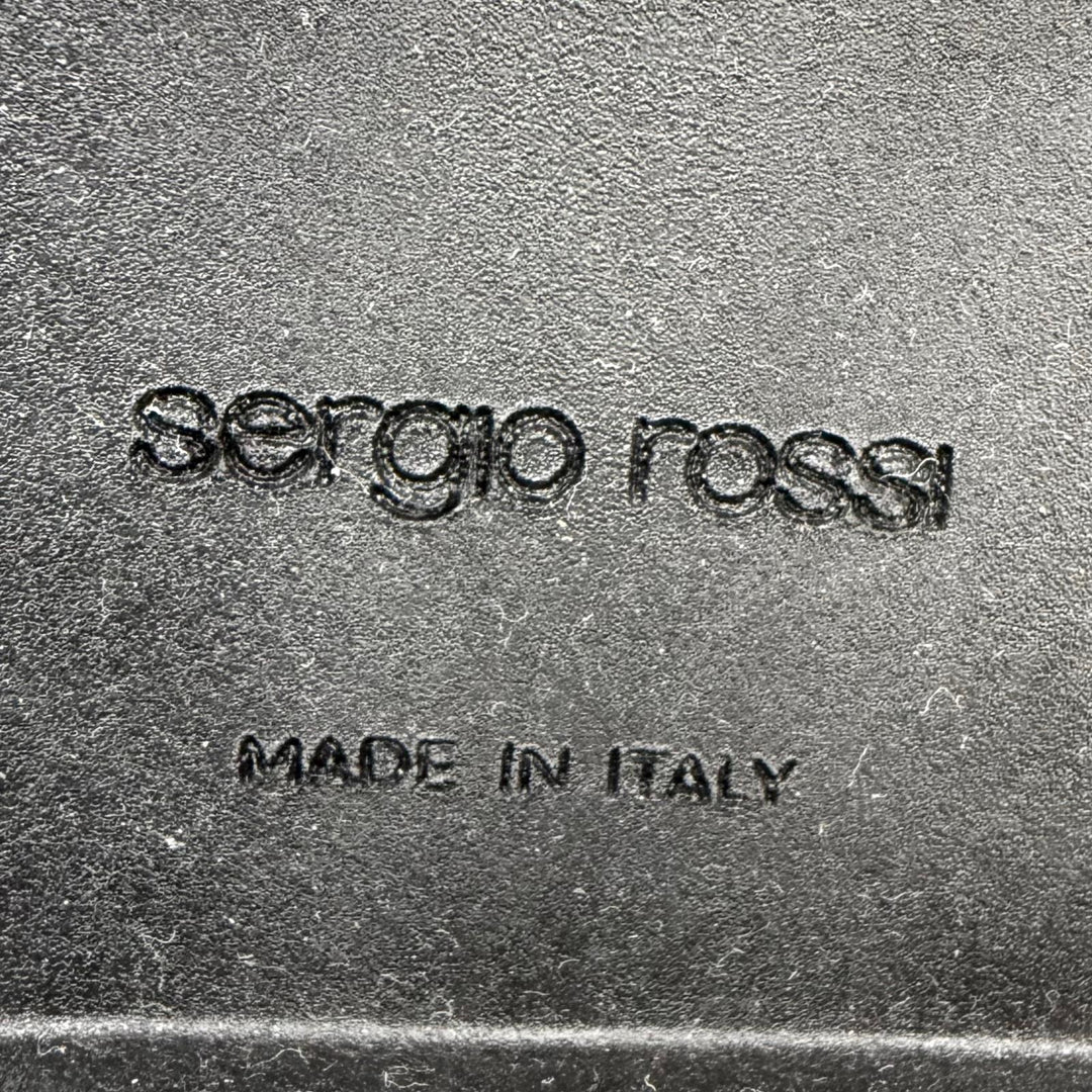 Pristine Sergio Rossi Sandals Logo Metal Back Sling Leather black Women 38