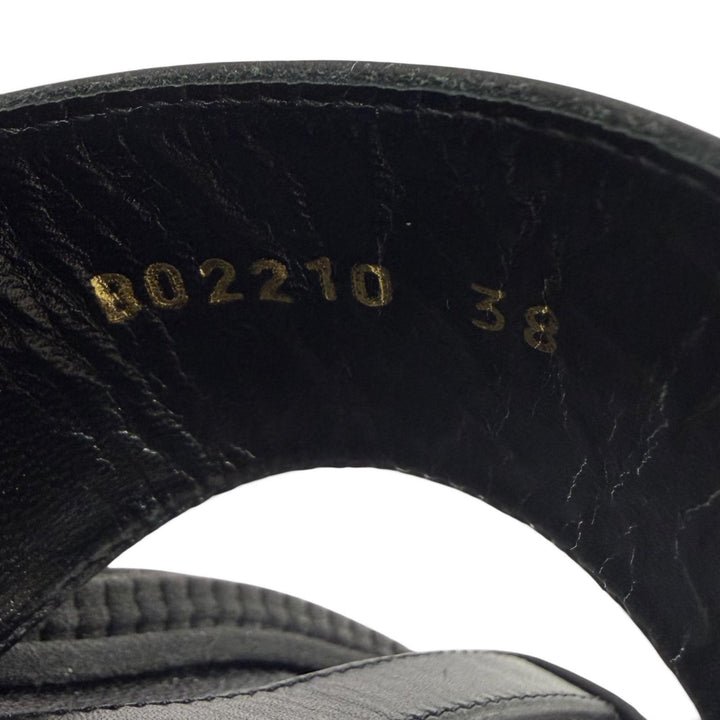 Pristine Sergio Rossi Sandals Logo Metal Back Sling Leather black Women 38