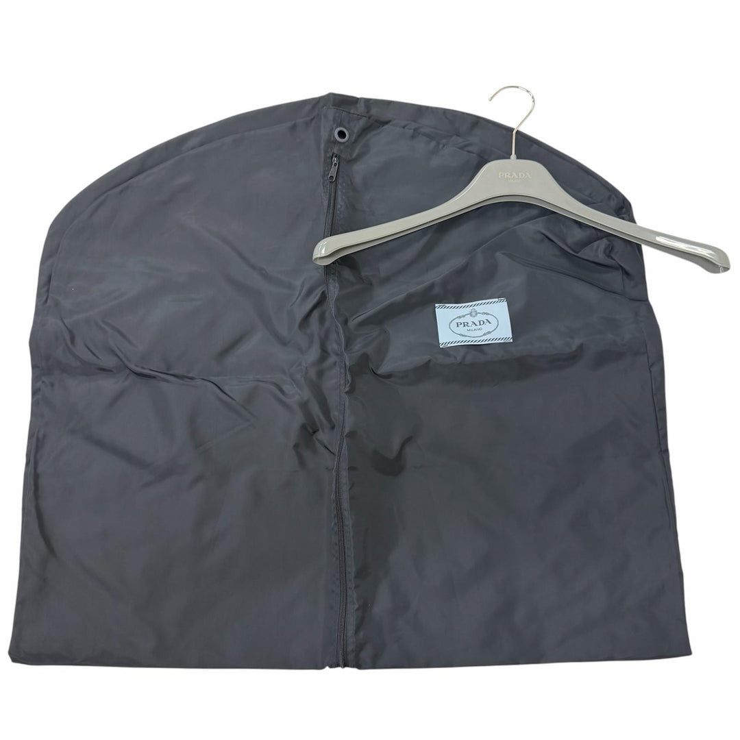 Excellent PRADA Blouson Triangle with logo hooded quilted jacket black