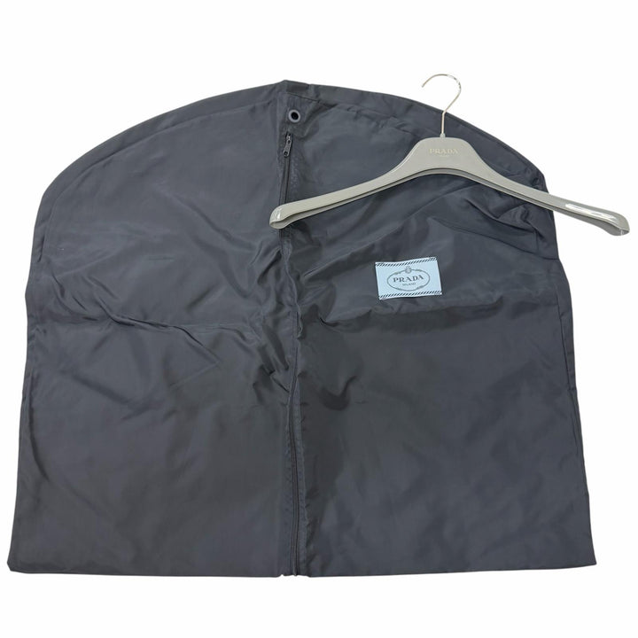 Excellent PRADA Blouson Triangle with logo hooded quilted jacket black