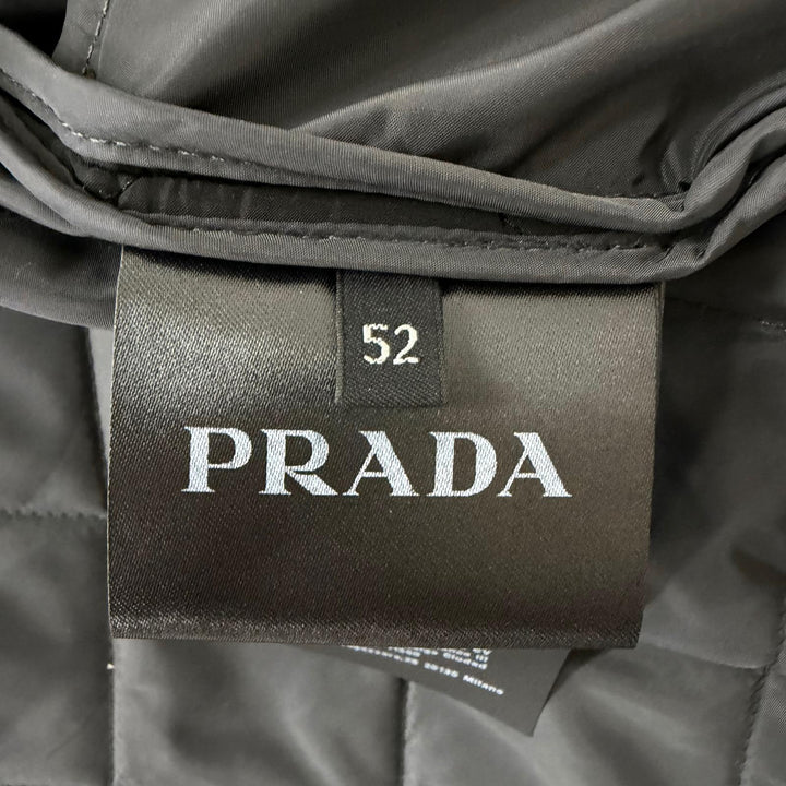 Excellent PRADA Blouson Triangle with logo hooded quilted jacket black