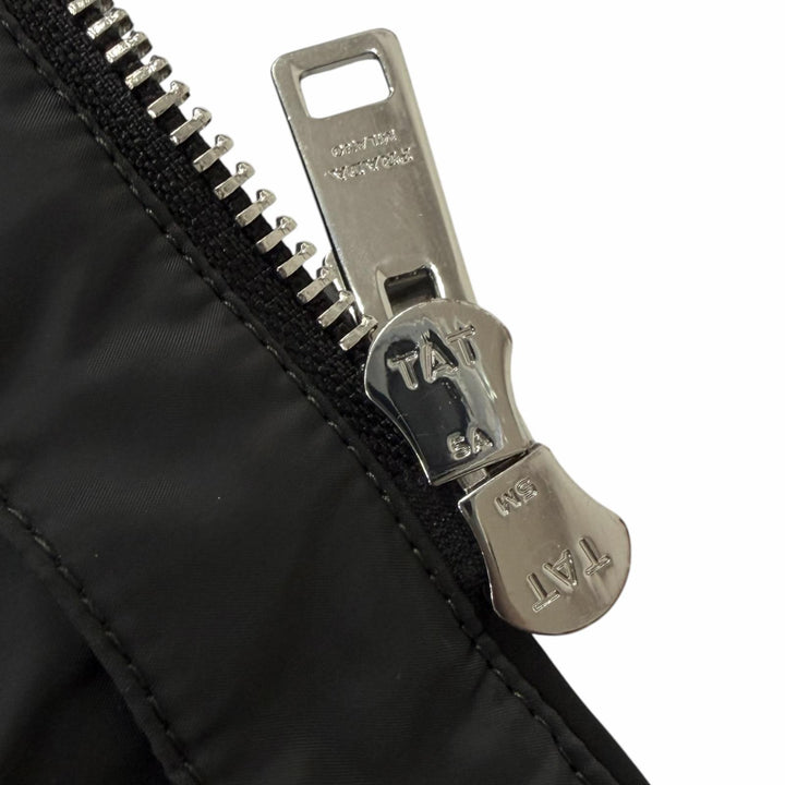 Excellent PRADA Blouson Triangle with logo hooded quilted jacket black