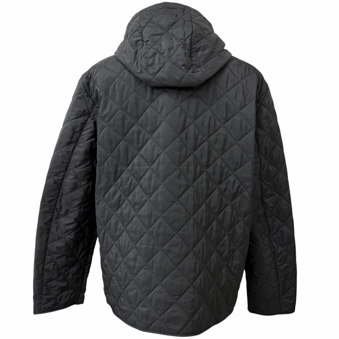 Excellent PRADA Blouson Triangle with logo hooded quilted jacket black