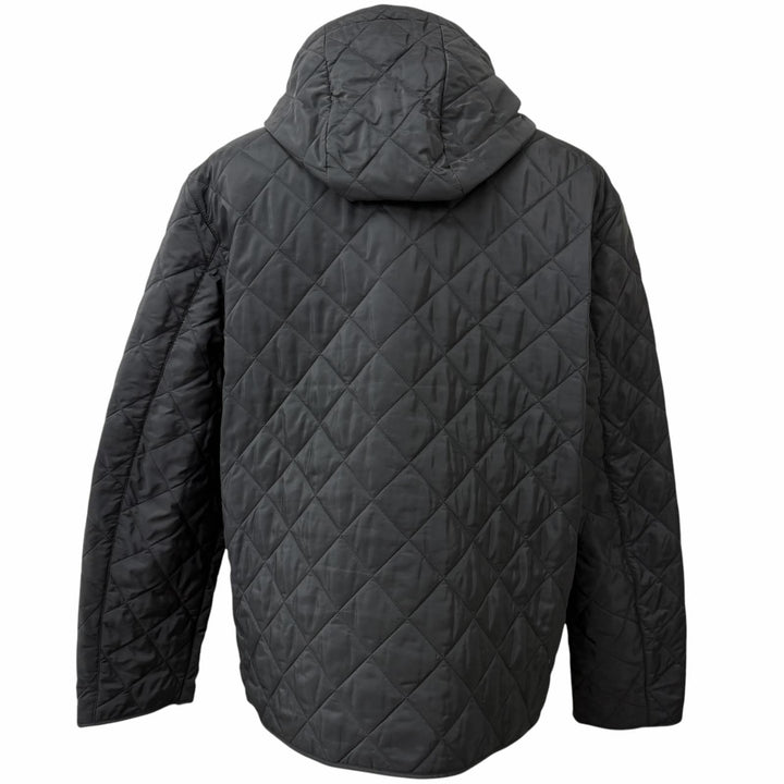 Excellent PRADA Blouson Triangle with logo hooded quilted jacket black