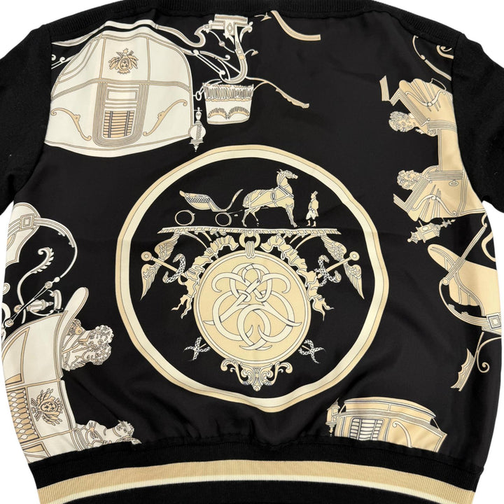 Excellent HERMES knit Bookplate Twill Laine Long Sleeve Black series silk 34