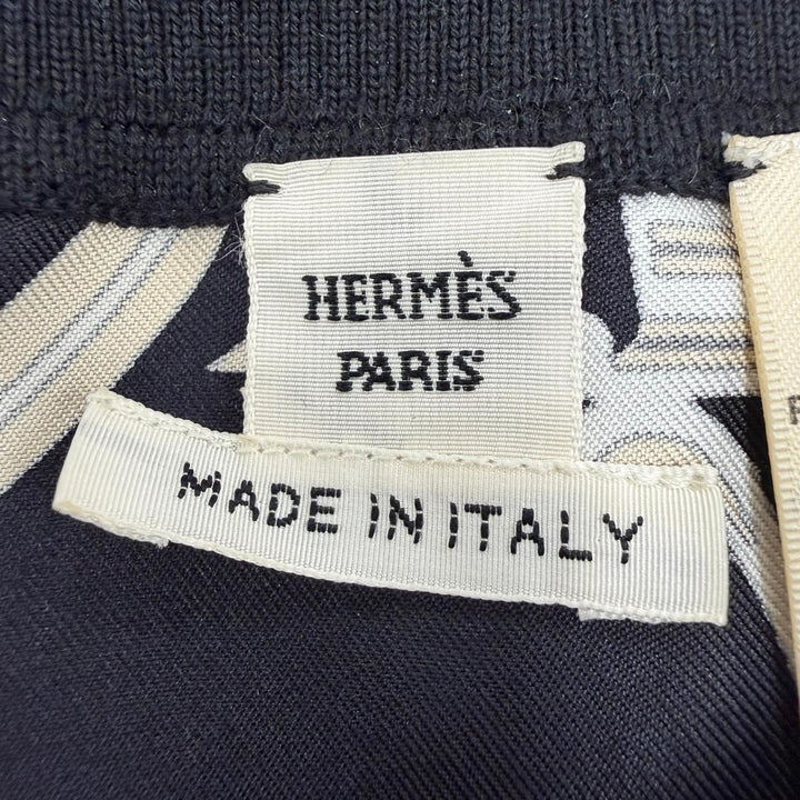 Excellent HERMES knit Bookplate Twill Laine Long Sleeve Black series silk 34