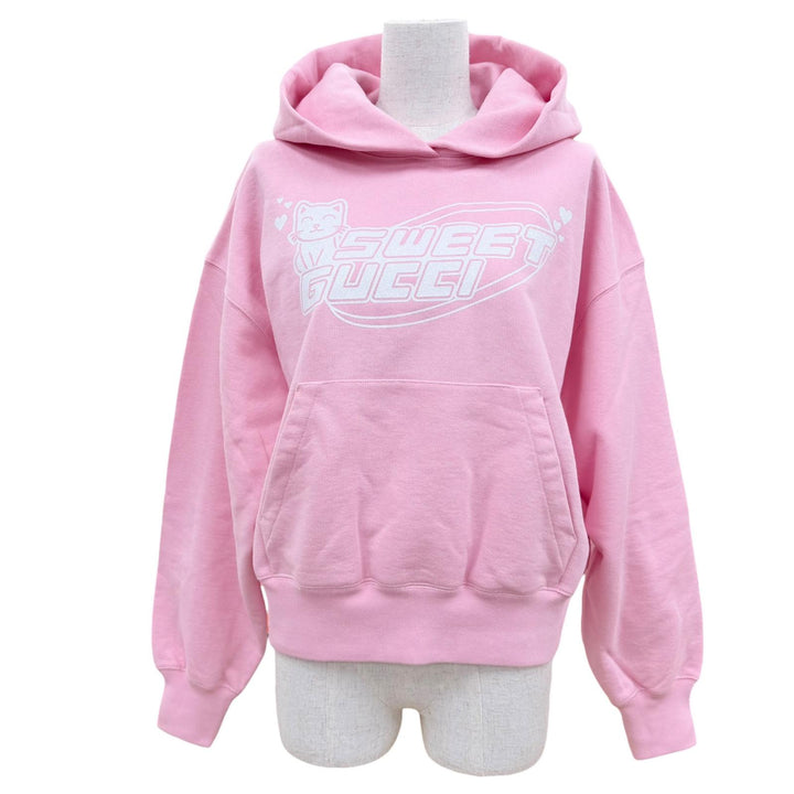 Pristine GUCCI hoodie SWEET GUCCI Glitter logo print, hooded pink Women S 776886