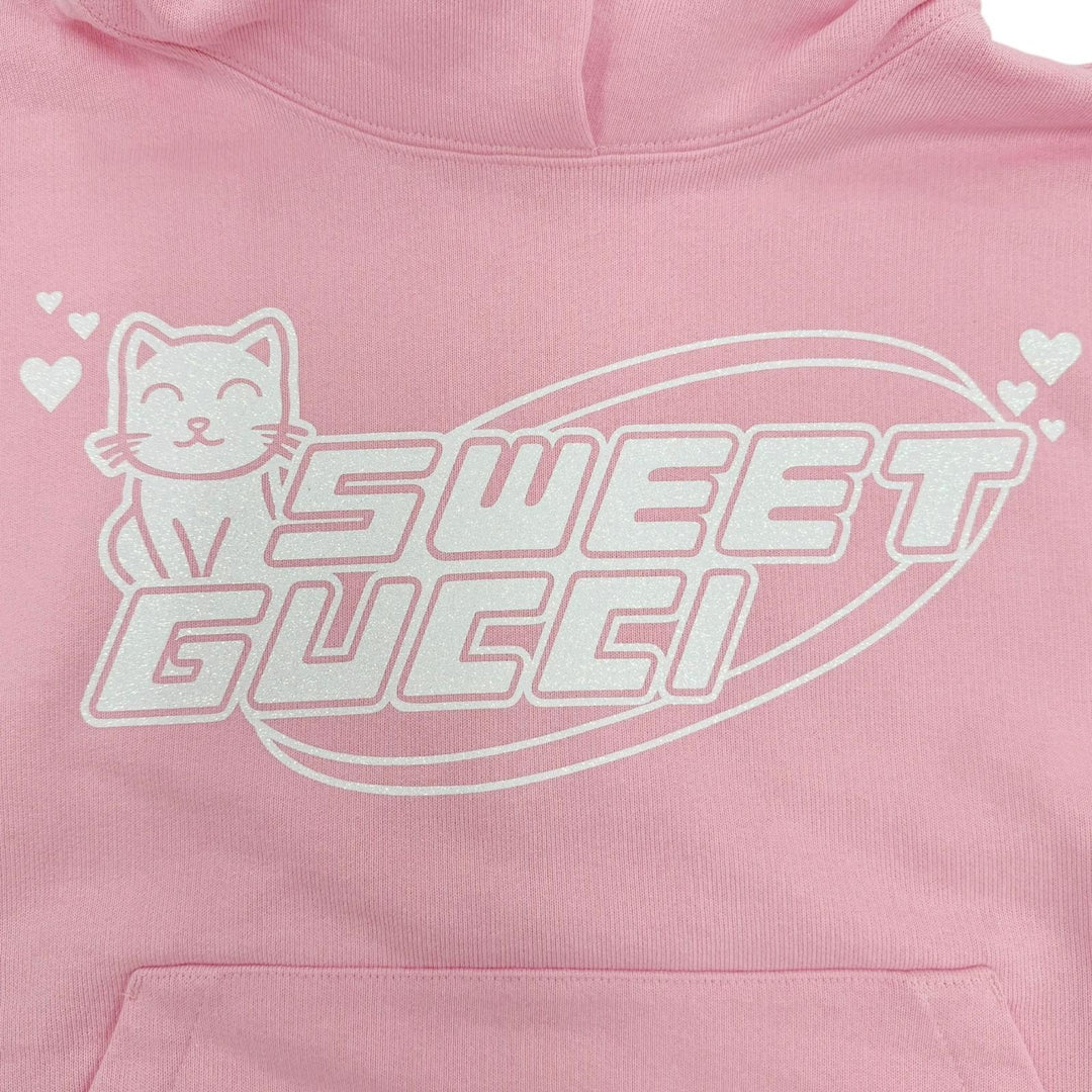 Pristine GUCCI hoodie SWEET GUCCI Glitter logo print, hooded pink Women S 776886