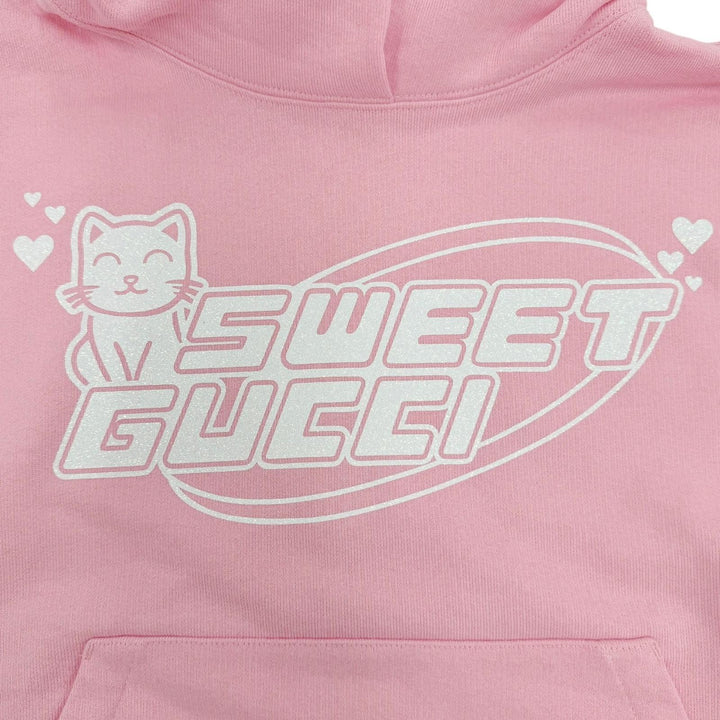 Pristine GUCCI hoodie SWEET GUCCI Glitter logo print, hooded pink Women S 776886