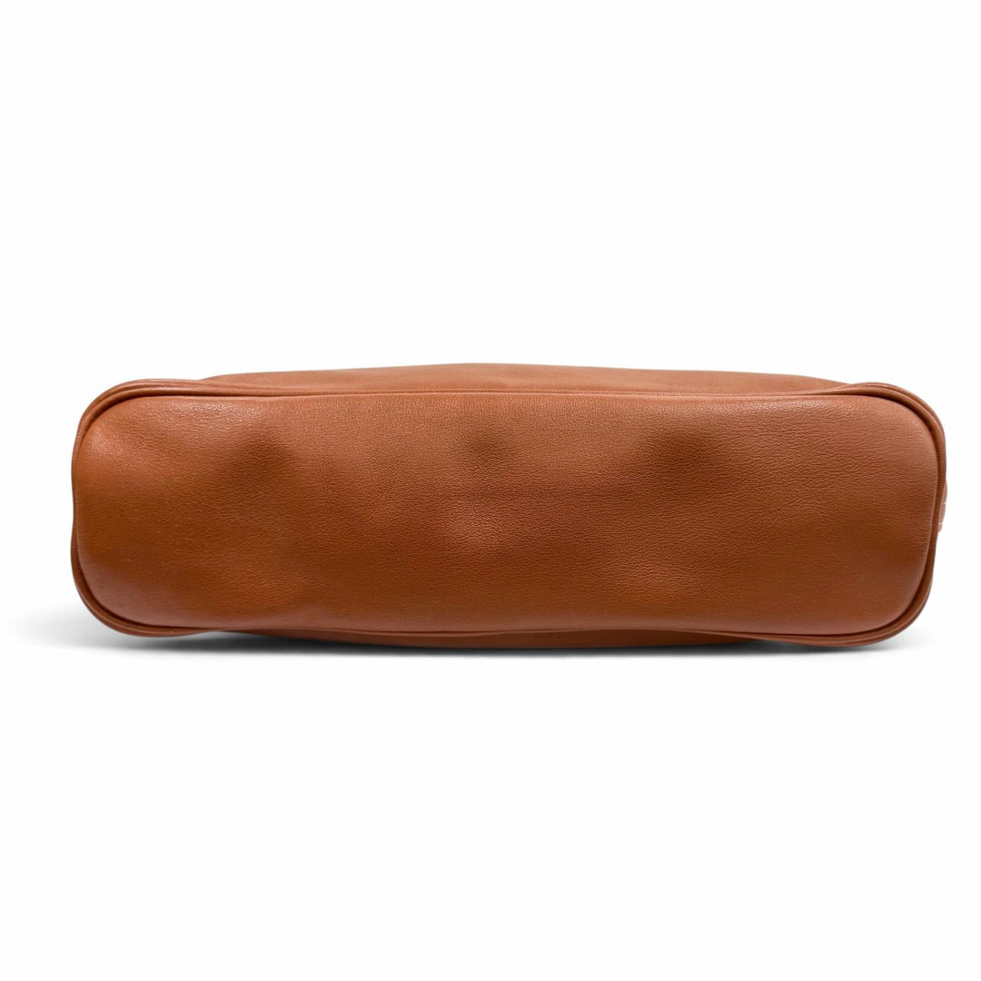 Great HERMES Pouch Bored pouch Logo ZIP Leather Brown leather Women