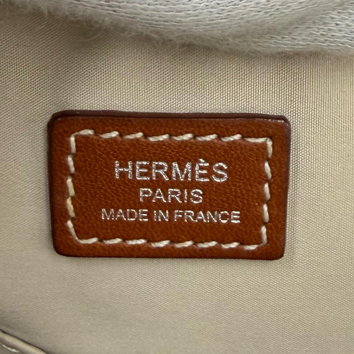 Great HERMES Pouch Bored pouch Logo ZIP Leather Brown leather Women