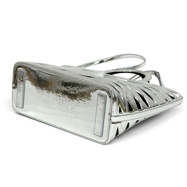 Great BALENCIAGA Neo basket Logo 2-Way Tote Bag/Shoulder Bag Silver 626111