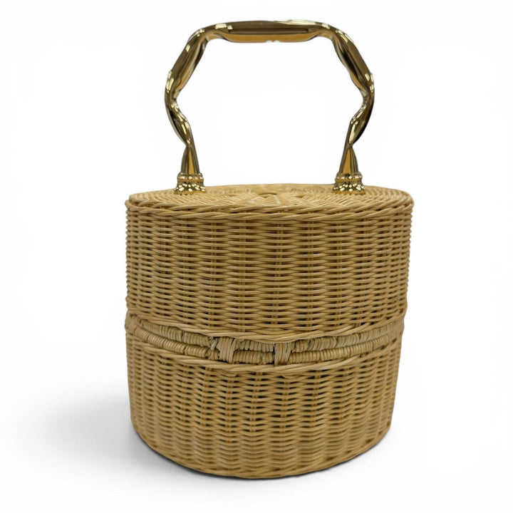 Excellent Manimaris Handbag PANCAKEBASKET Rattan basket bag natural Women