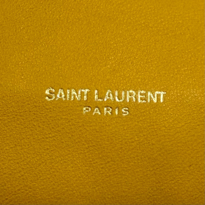 Excellent SAINT LAURENT PARIS Shoulder Bag Drawstring Leather Chain 640714