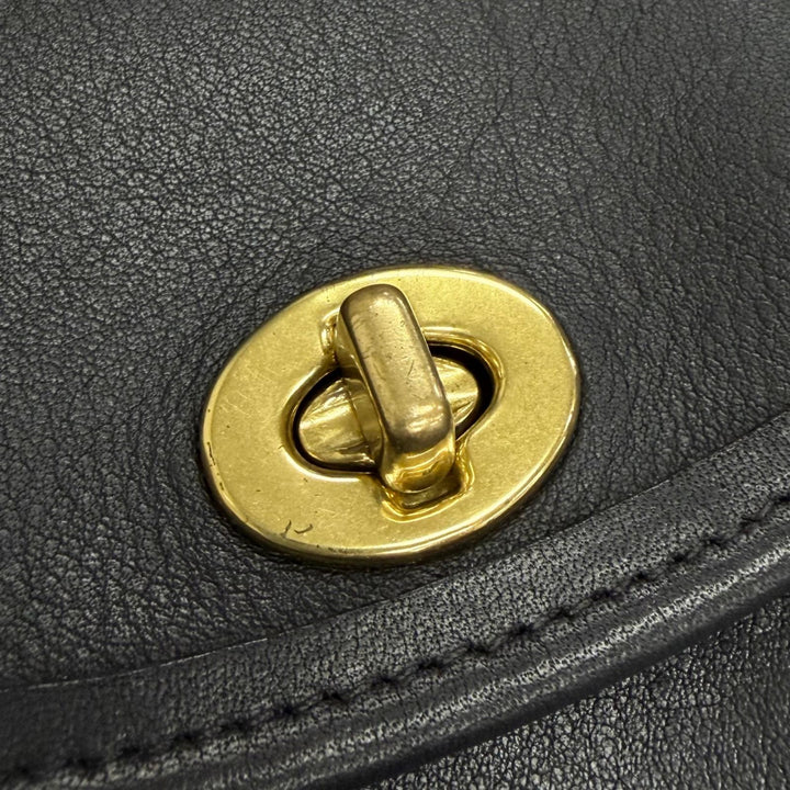 Excellent COACH Shoulder Bag Old Coach Turnlock Tourist Pouch Glove leather 6908