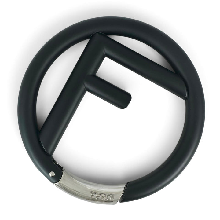 Excellent FENDI key ring Round-shaped F-logo carabiner key ring black Women