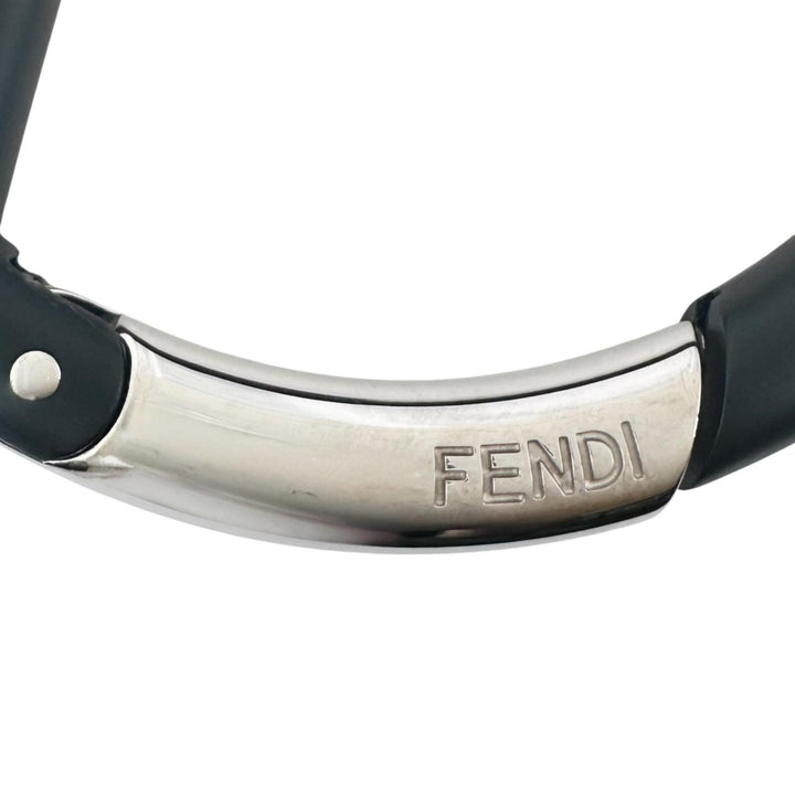 Excellent FENDI key ring Round-shaped F-logo carabiner key ring black Women