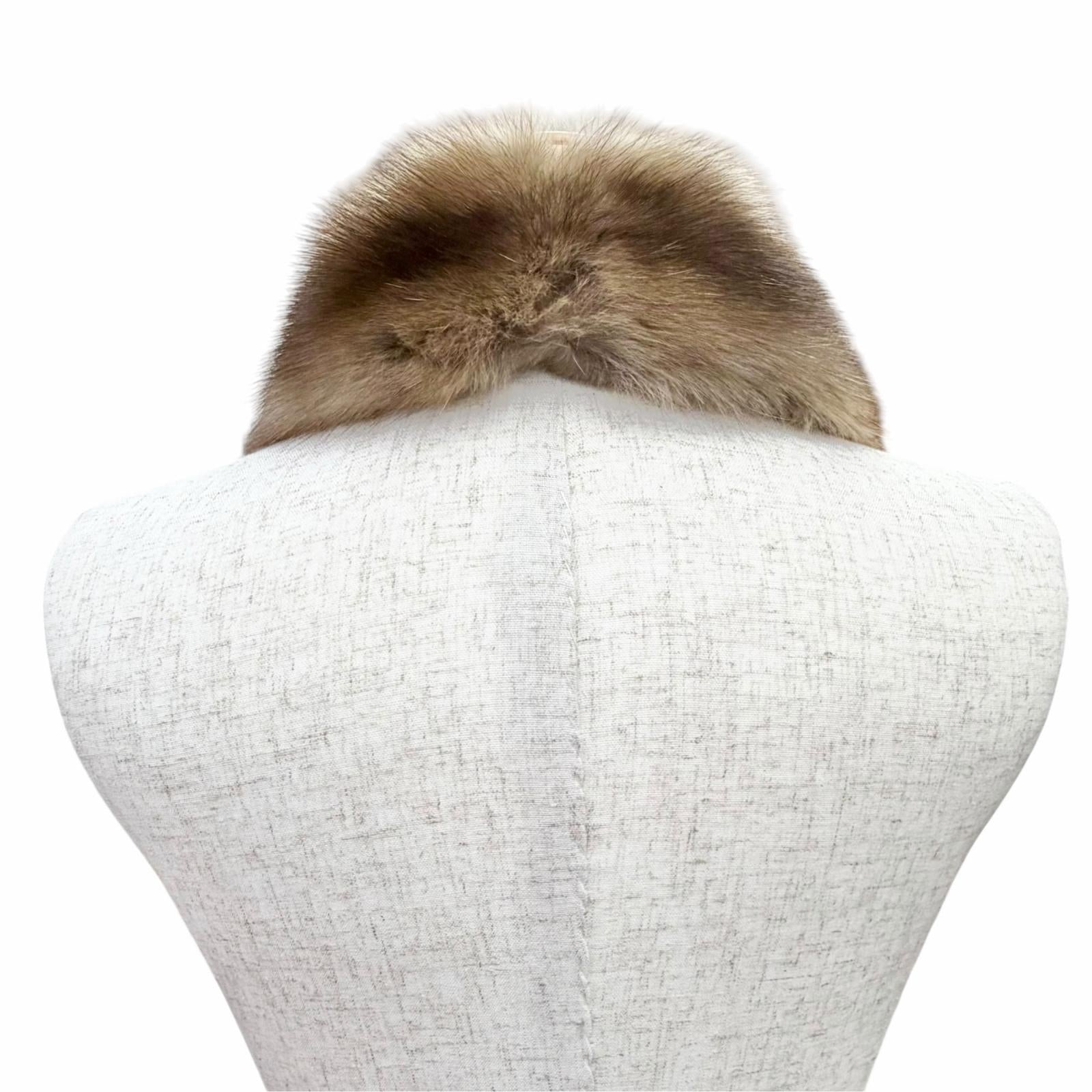 Excellent FOXEY genuine fur shawl Tippet, Scarf, Stole Brown