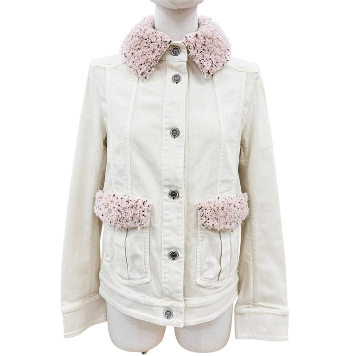 Pristine CHANEL Denim Jacket Ivory cotton Women 34 16B P54559