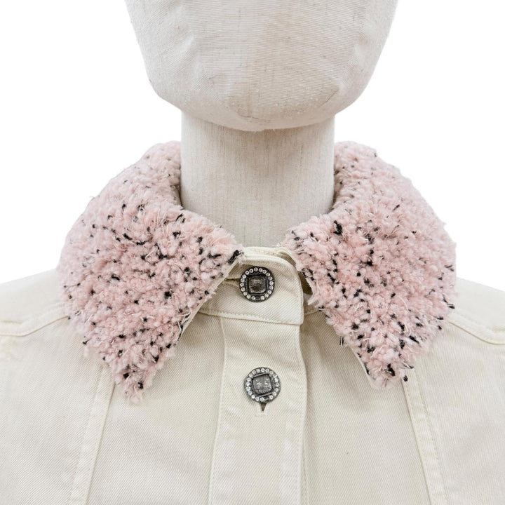 Pristine CHANEL Denim Jacket Ivory cotton Women 34 16B P54559