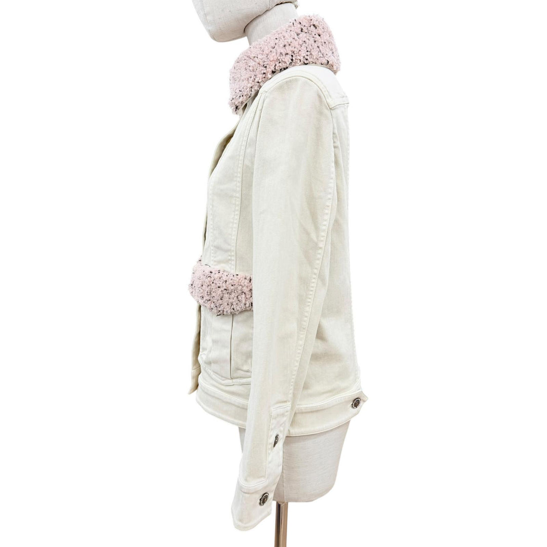 Pristine CHANEL Denim Jacket Ivory cotton Women 34 16B P54559